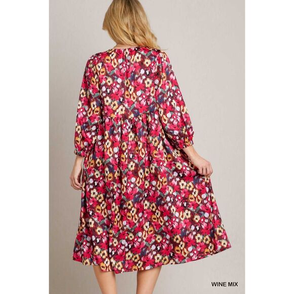 Umgee NWT Boutique Gypsy Boho Floral Impressionist Paint Dress S M L - Picture 7 of 10